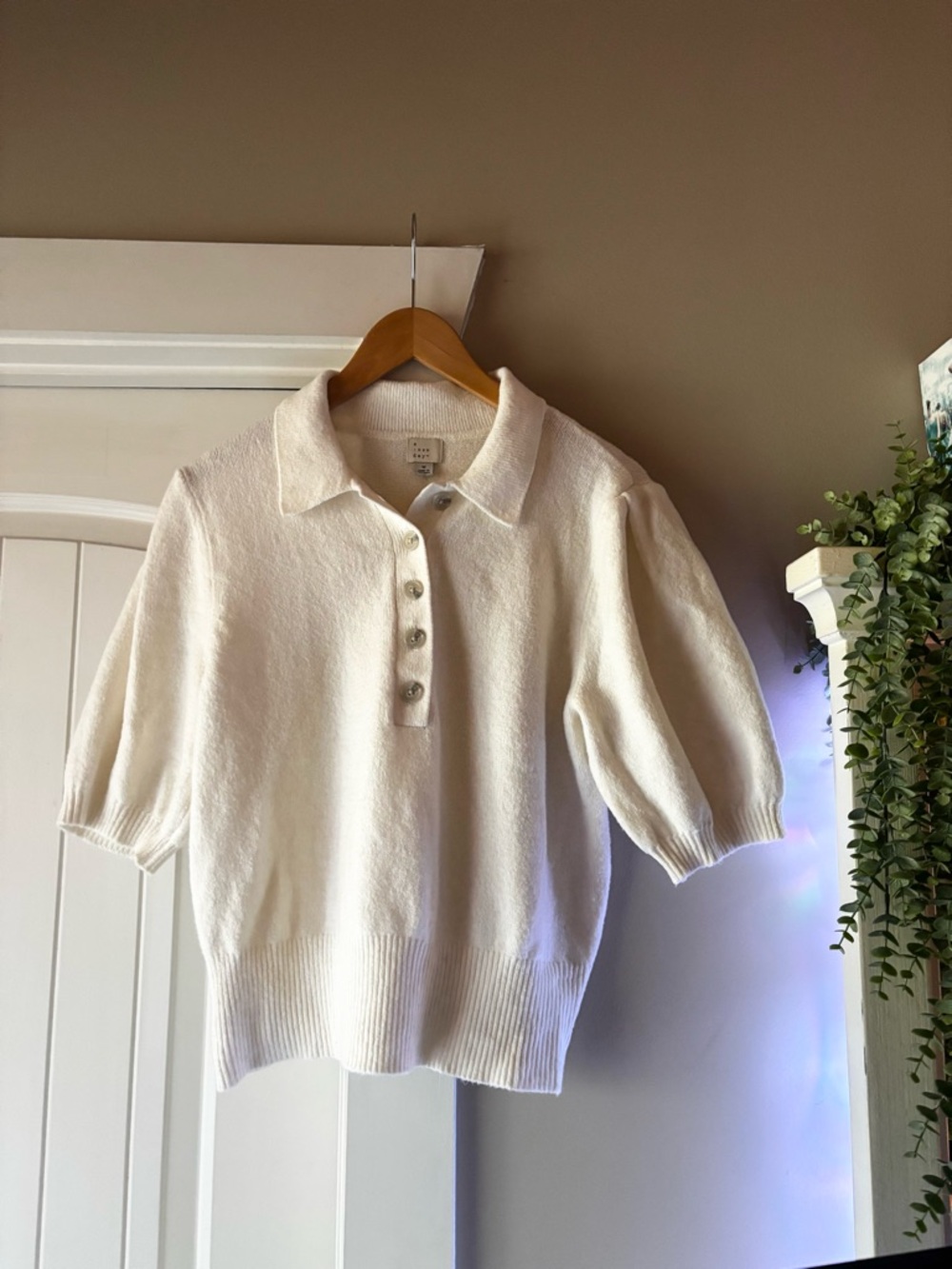 a new day Cream Short-Sleeve Knit Cardigan